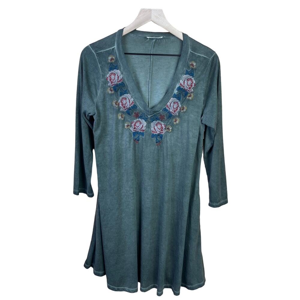 Altar'd State Tunic Top‎ Womens Large Floral Embroidery Lagenlook Cottage Goth